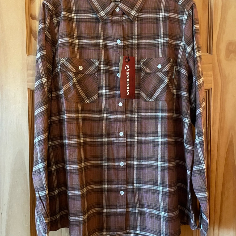 Wolverine Women's Brown Plaid Button Down Shirt